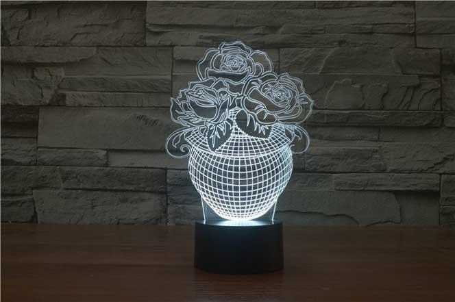 Flower Vase 3D Illusion Lamp