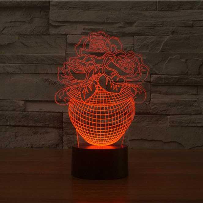 Flower Vase 3D Illusion Lamp