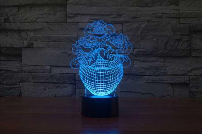Flower Vase 3D Illusion Lamp