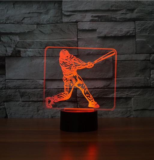 Baseball Player 3D Illusion Lamp